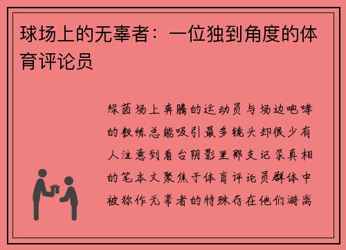 球场上的无辜者：一位独到角度的体育评论员